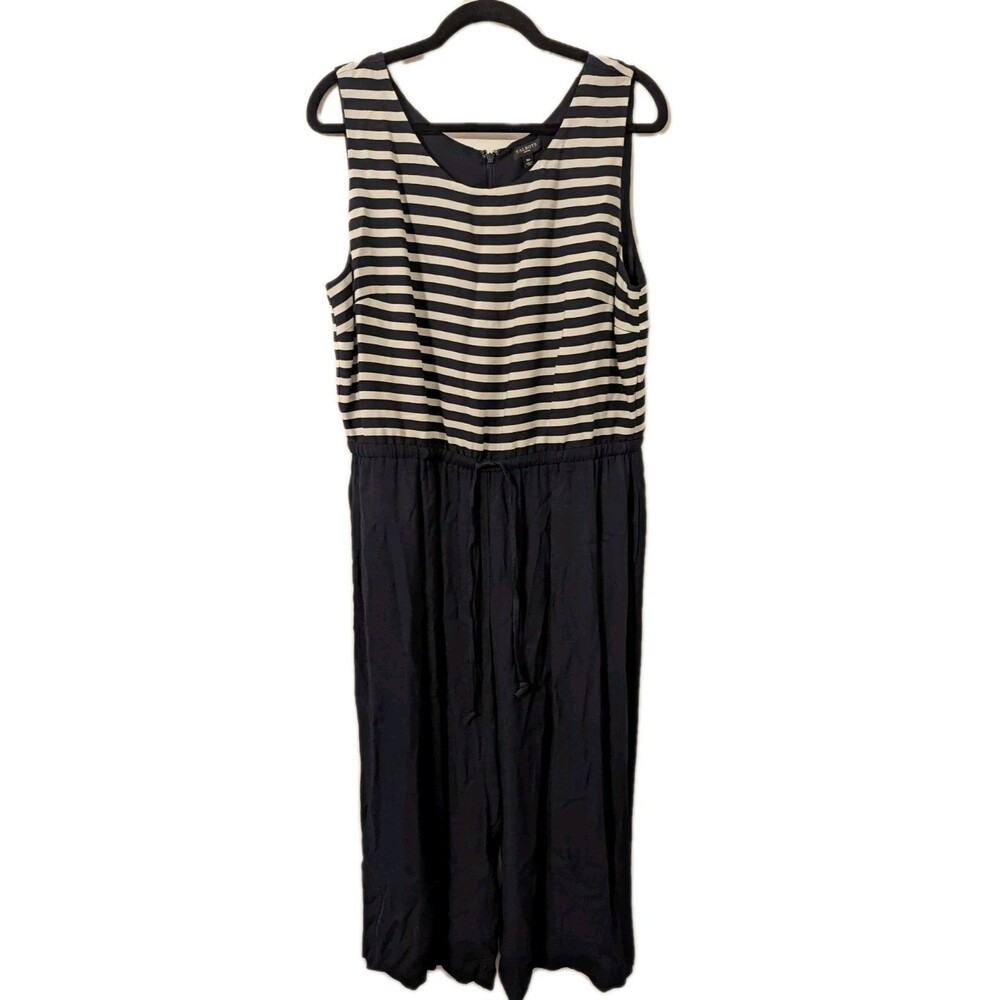 Talbots Size 16P Capri Romper Navy and White Stripe Sailor
